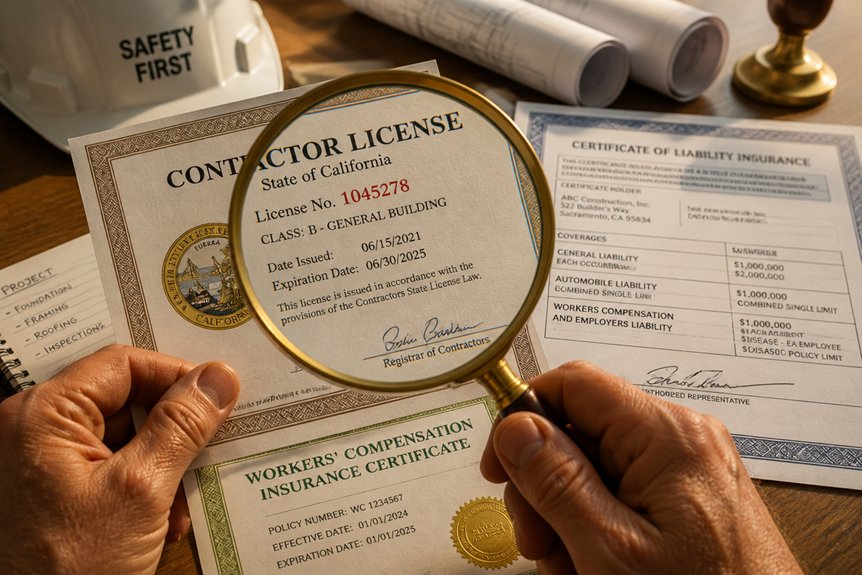 verify licenses and insurance